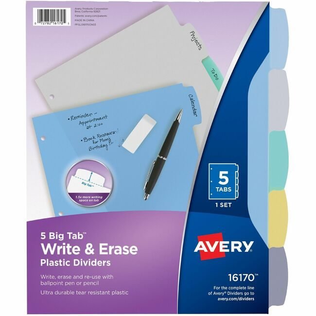 Avery Products Corporation Dividers Write-On 5TAB Mlti AVE16170