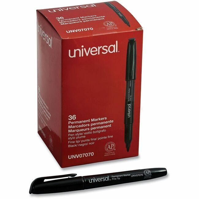 Universal Office Products Marker Perm Fine 36 Pack Black UNV07070