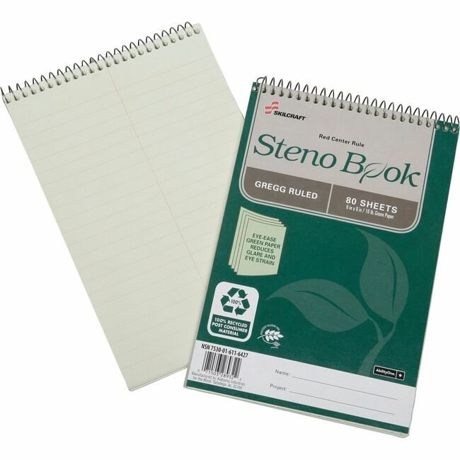 Pad Steno 6X9 80SH Green NSN6116427