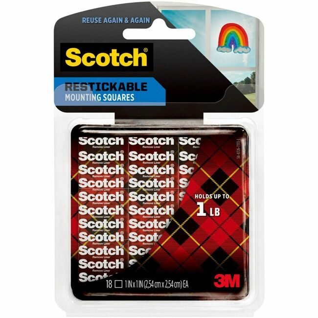 3M Company Tab Adhesive Restick 1X1 Clear MMMR100