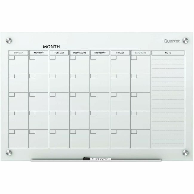 ACCO Brands Quartet Board 4X3 Glass Calendar White QRTGC4836F