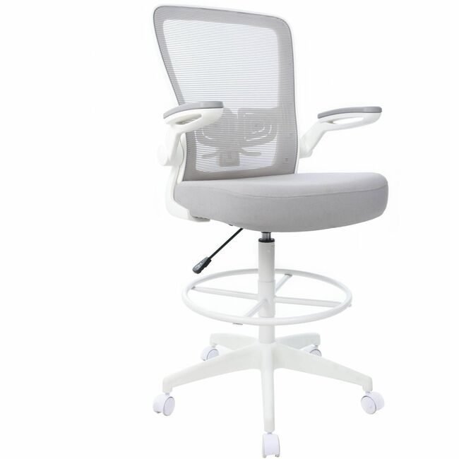 Boss Office Products Stool Mesh Fliparm White BOP16366WTGY