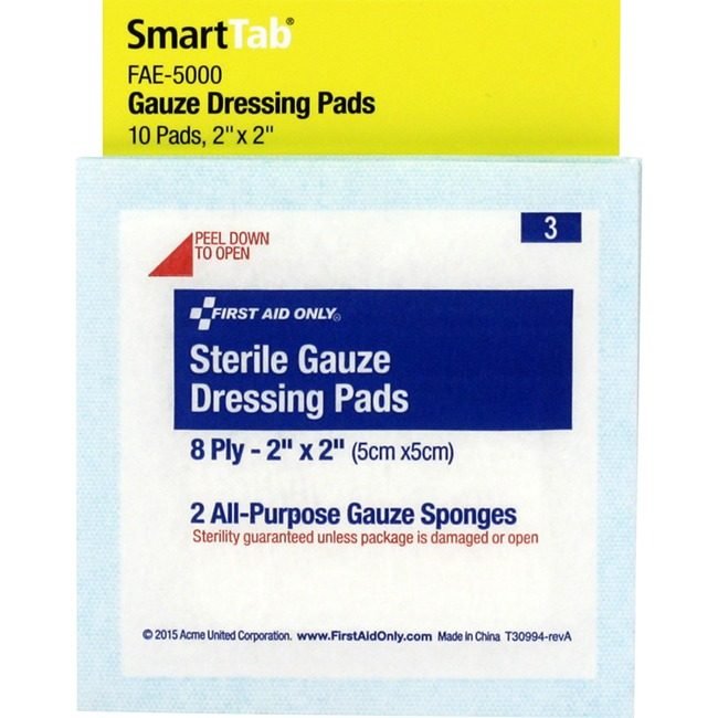 Acme United Corporation First Aid Only Pads Gauze 2"X2" FAOFAE-5000