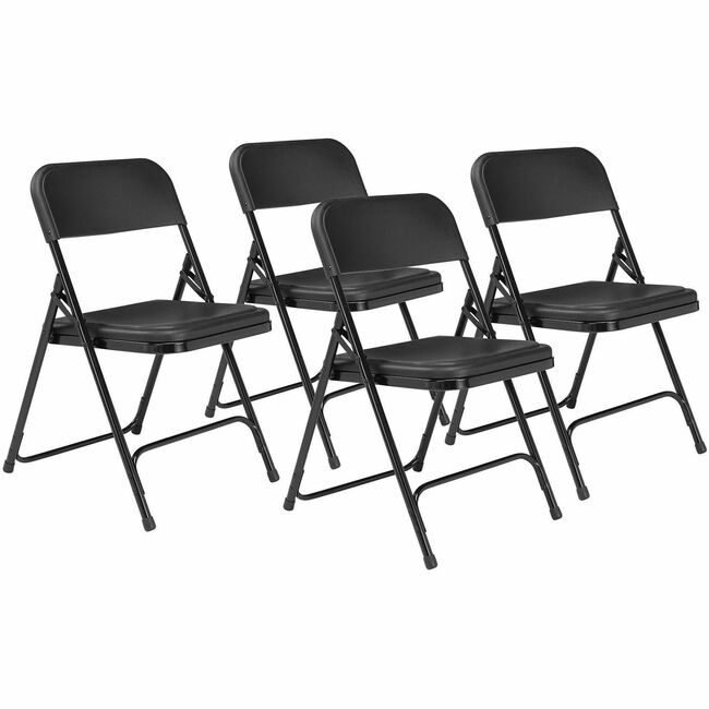 National Public Seating Chair Fold Plastic Black 4 Pack NPS810