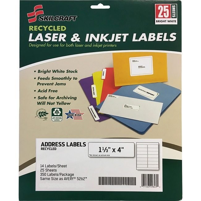 SKU-LEVEL VERIFICATION REQUIRED Label Recy Ink/Las 1X4 White NSN6736514