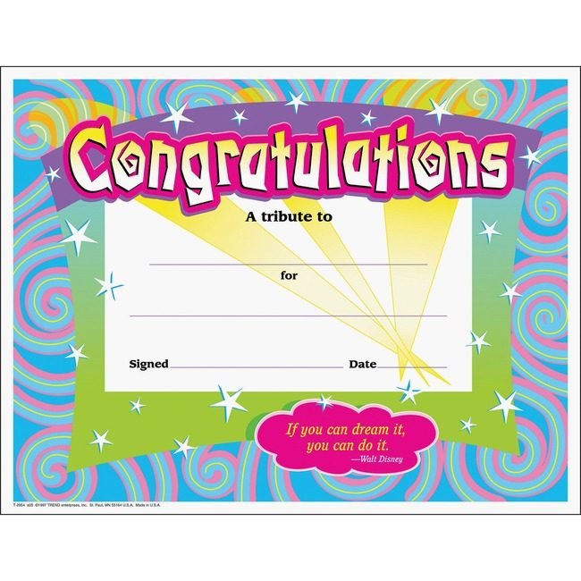 TREND Enterprises Certificate Congrats Swirls TEPT2954