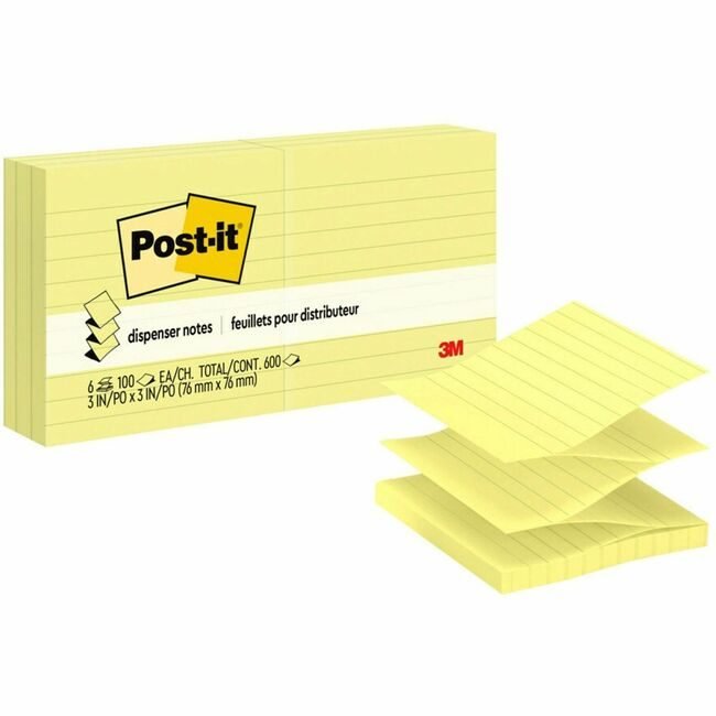 3M Company Note Popup 3X3 Lined 6 Pack MMMR335-YW