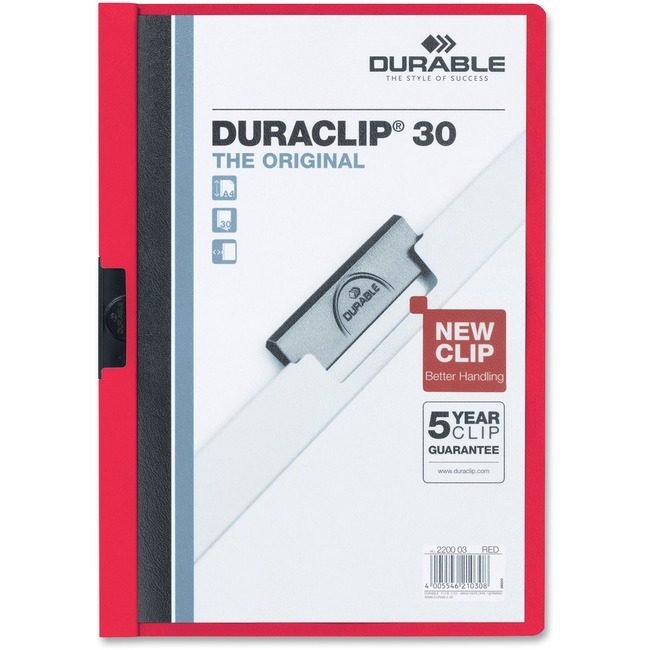 DURABLE Cover Rprt Duraclip 30SH Red DBL2203-03