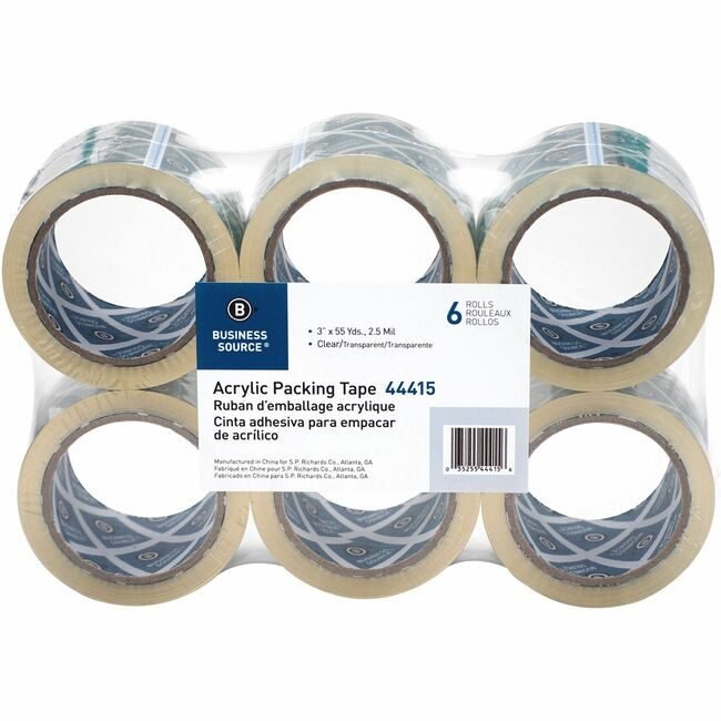 Business Source Tape Pkg 3"WIDE 55YDS 6 Pack BSN44415