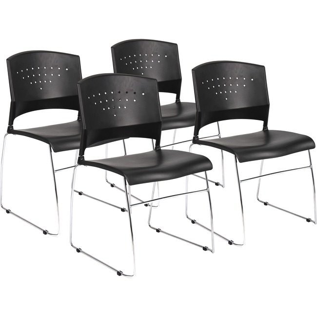 Boss Office Products Chair Stack Polypropylene 4/CT BOPB1400BK4