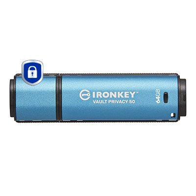 Kingston Technology IronKey 64GB Vault Privacy 50 AES-256 Encrypted, FIPS 197 IKVP5064GB