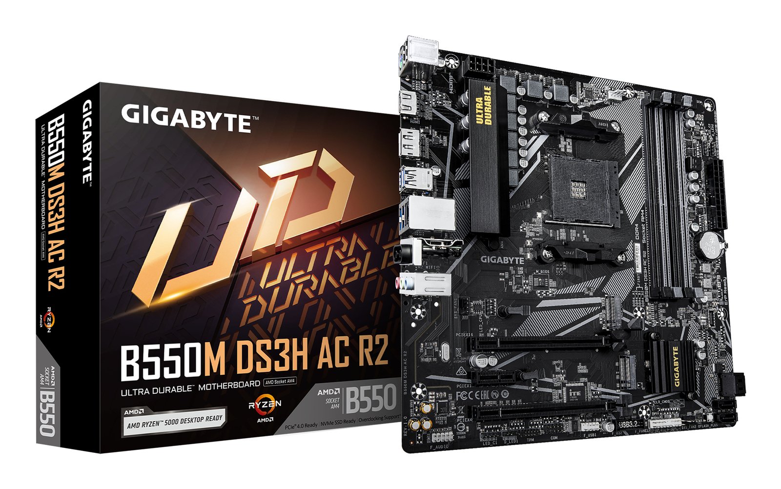 Gigabyte Technology B550M DS3H AC R2 Motherboard - AMD Ryzen 5000 CPUs, 5+3 Phases VRM, up to B550MDS3HACR2