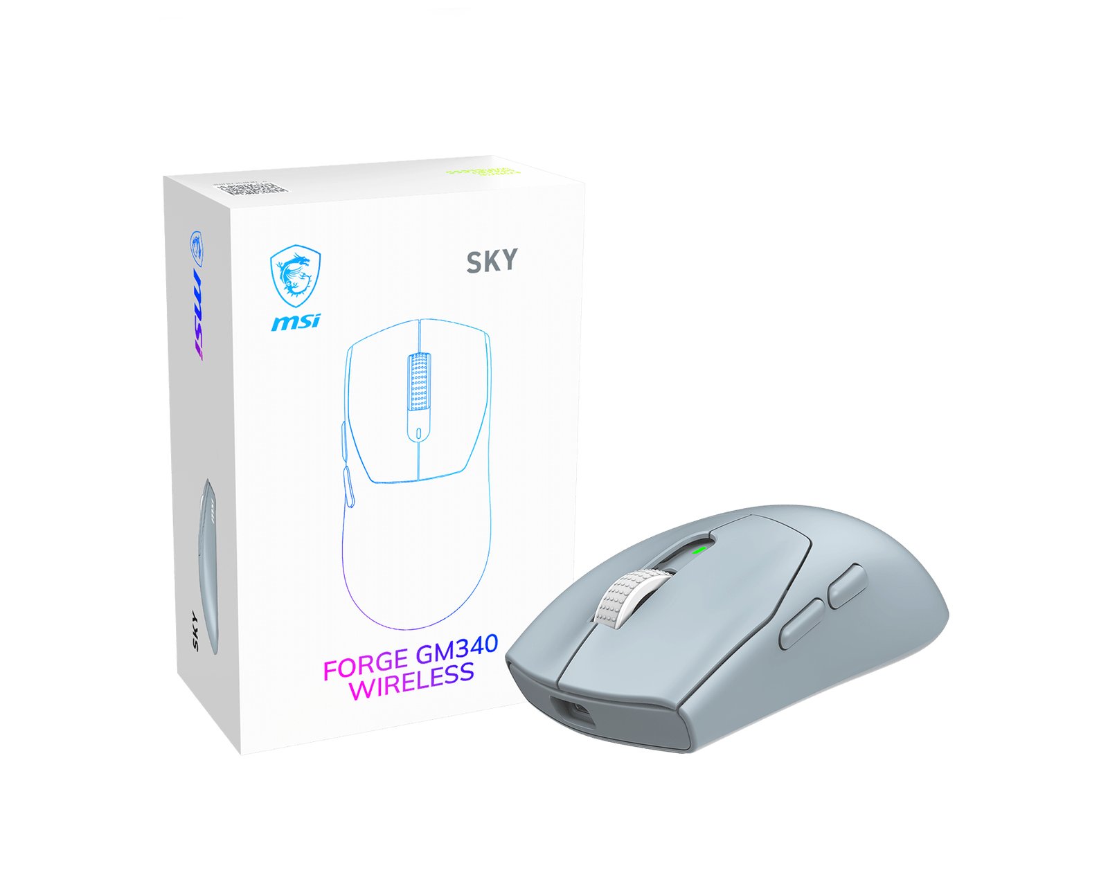 MSI Forge Gm340 Wireless Sky mouse Gaming Ambidextrous RF + Bluetooth Optical 12000 DPI FORGEGM340S
