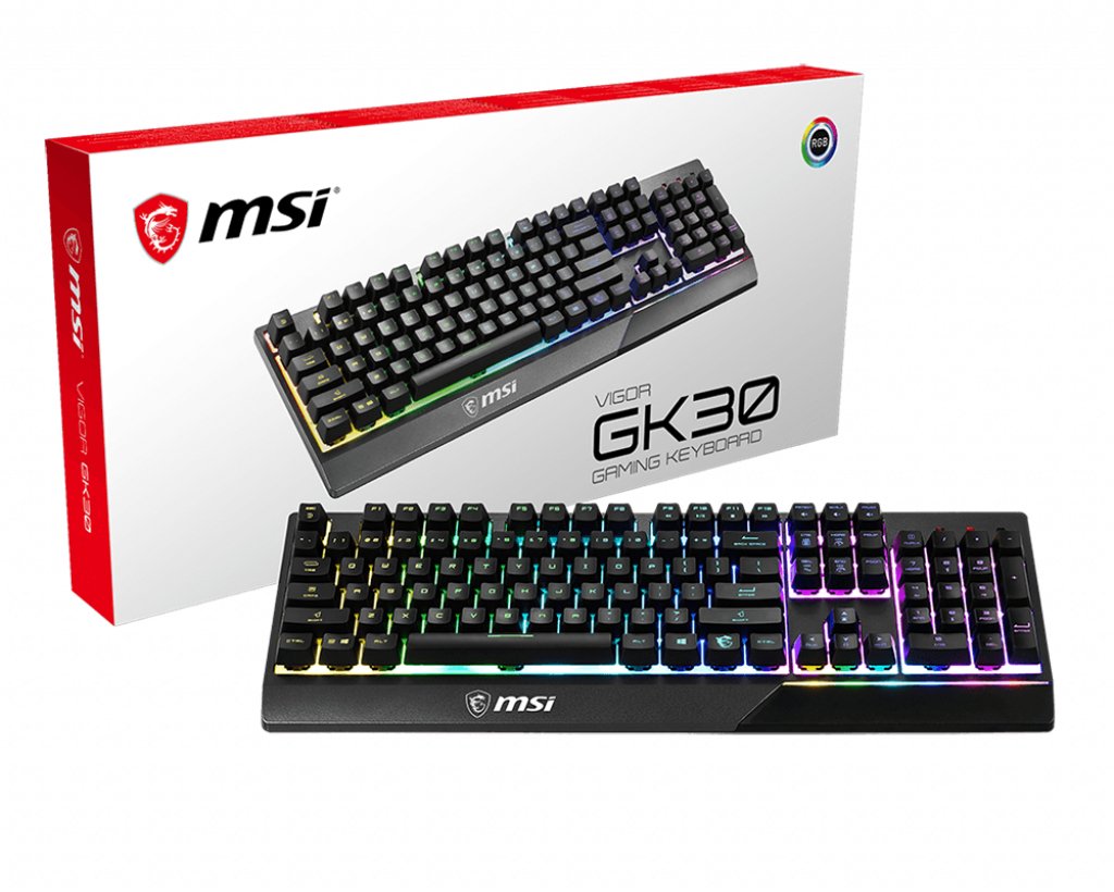 MSI - COMPONENTS VIGOR GK30 RGB MEMchanical Gaming Keyboard #039; UK Layout, MECH. Membrane switches,