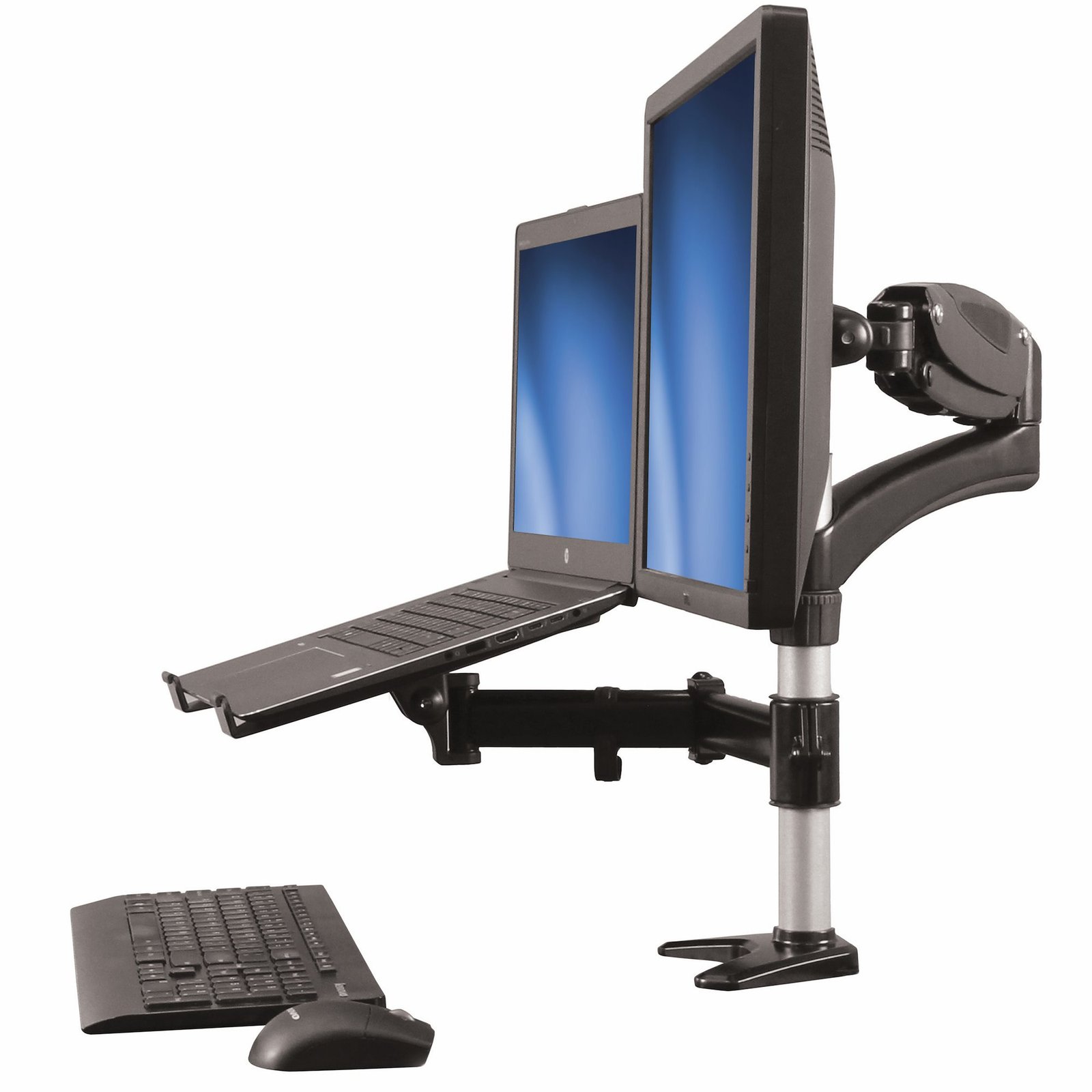 StarTech.com Desk-Mount Monitor Arm with Laptop Stand - Full Motion - Articulating - For up to 27" ARMUNONB
