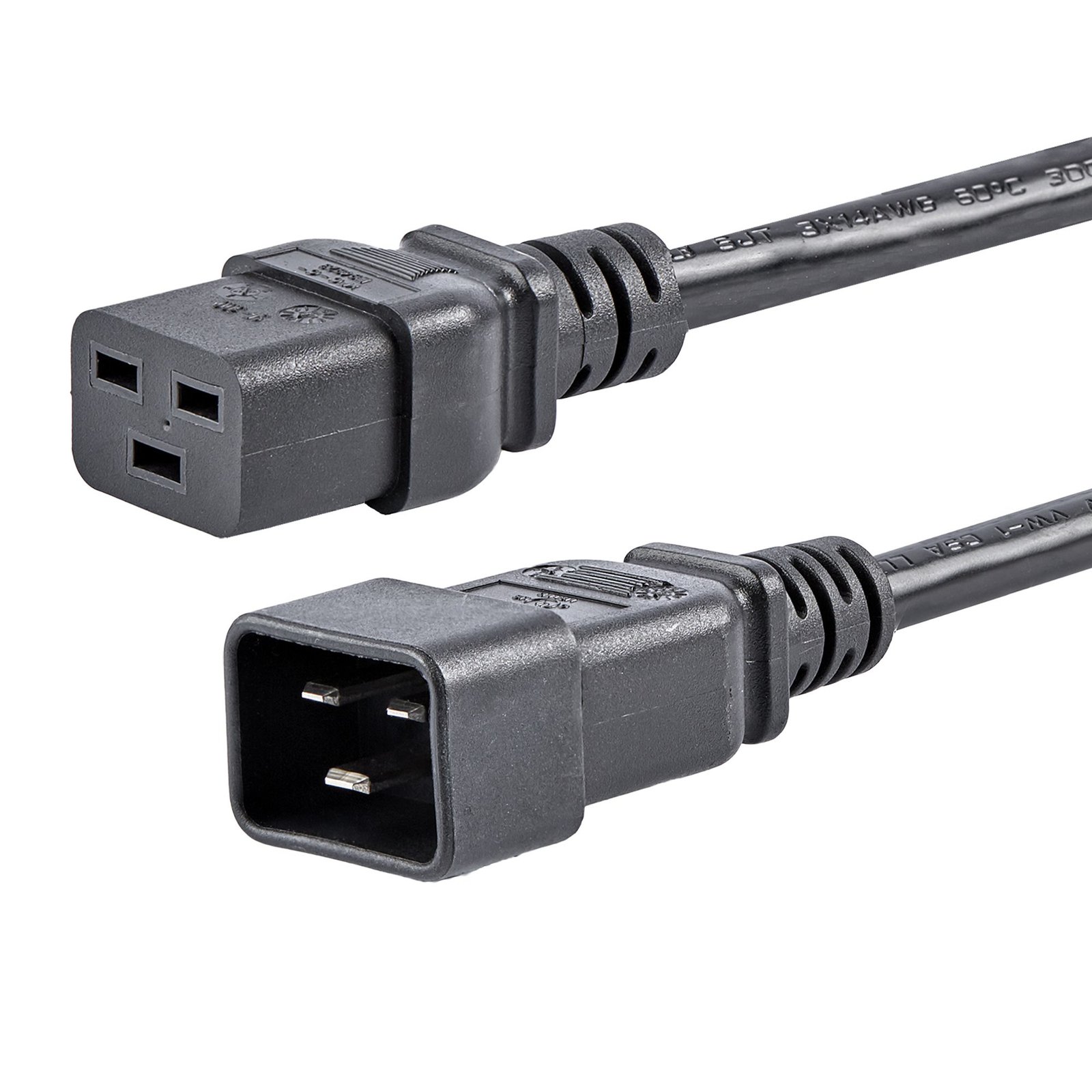 StarTech.com 6ft (1.8m) Heavy Duty Extension Cord, IEC 320 C19 to C20 Black 15A 250V, 14AWG, Gauge PXTC19C20146