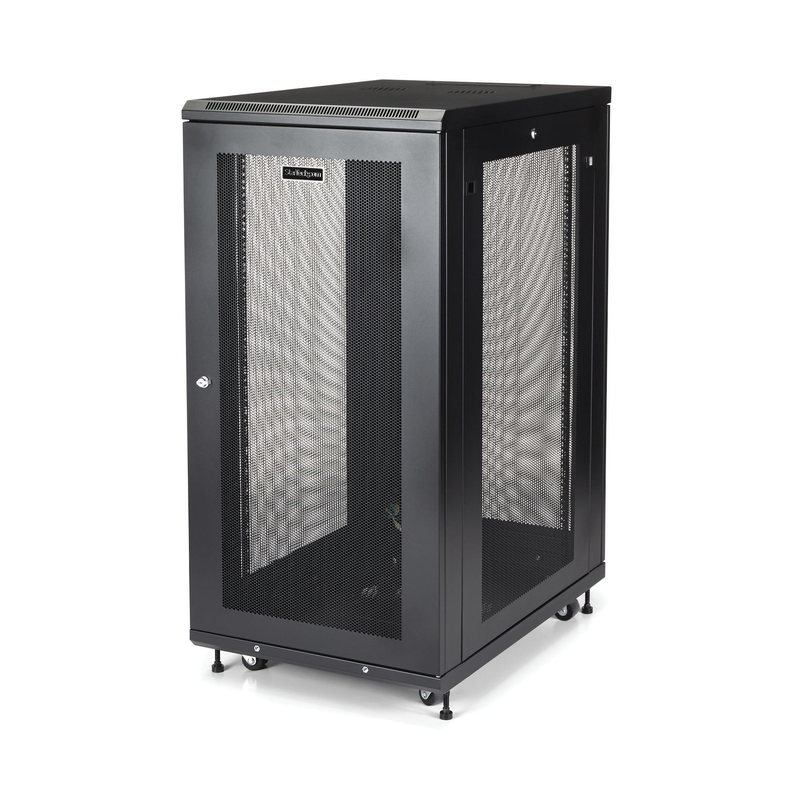 StarTech.com 24U Enterprise-Grade Server Rack Cabinet Kit, 19in Enclosed 4-Post with Shelf and RK2433BKM