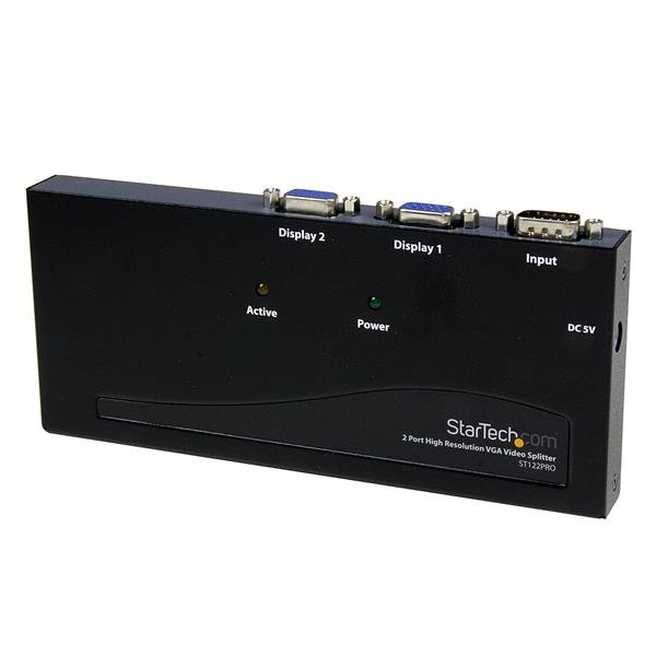 StarTech.com 2 Port High Resolution VGA Video Splitter with Built-in Amplifier, 350 MHz, 1 x ST122PRO