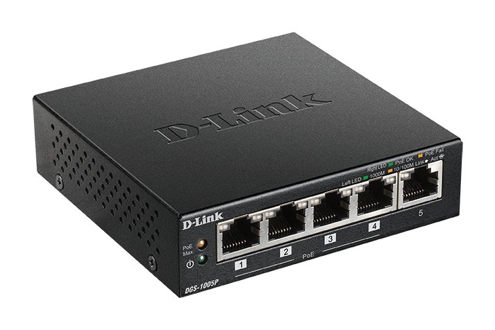 D-Link Systems 5-Port Desktop Gigabit PoE+ Switch DGS1005P