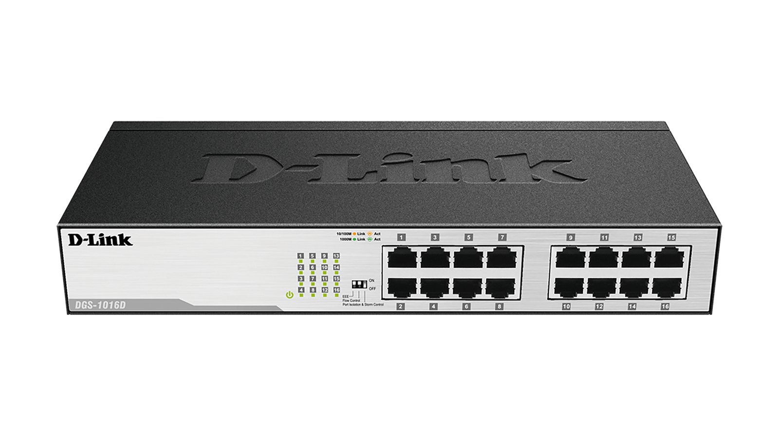D-Link Systems DGS-1016D network switch Unmanaged Gigabit Ethernet (10/100/1000) 1U Black, Silver DGS1016D