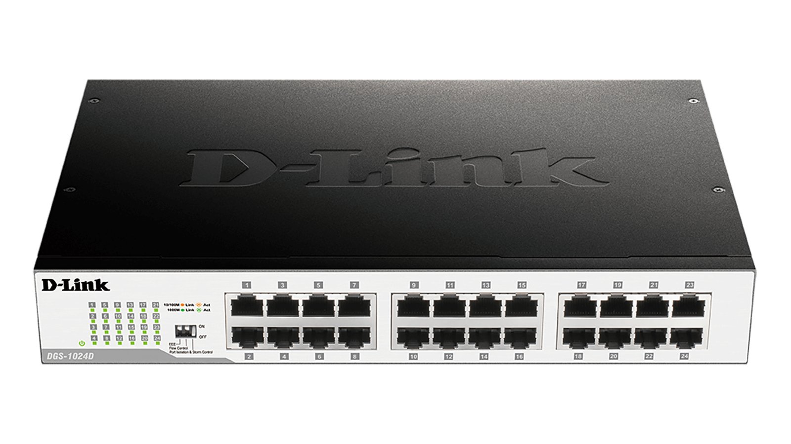 D-Link Systems DGS-1024D network switch Unmanaged Gigabit Ethernet (10/100/1000) 1U Black, Silver DGS1024D