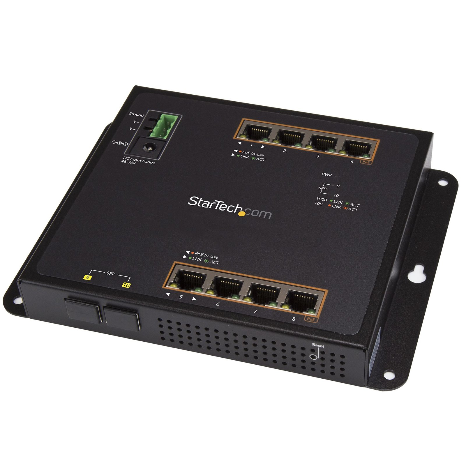 StarTech.com Industrial 8 Port Gigabit PoE+ Switch w/2 SFP MSA Slots - 30W - Layer/L2 Hardened GbE