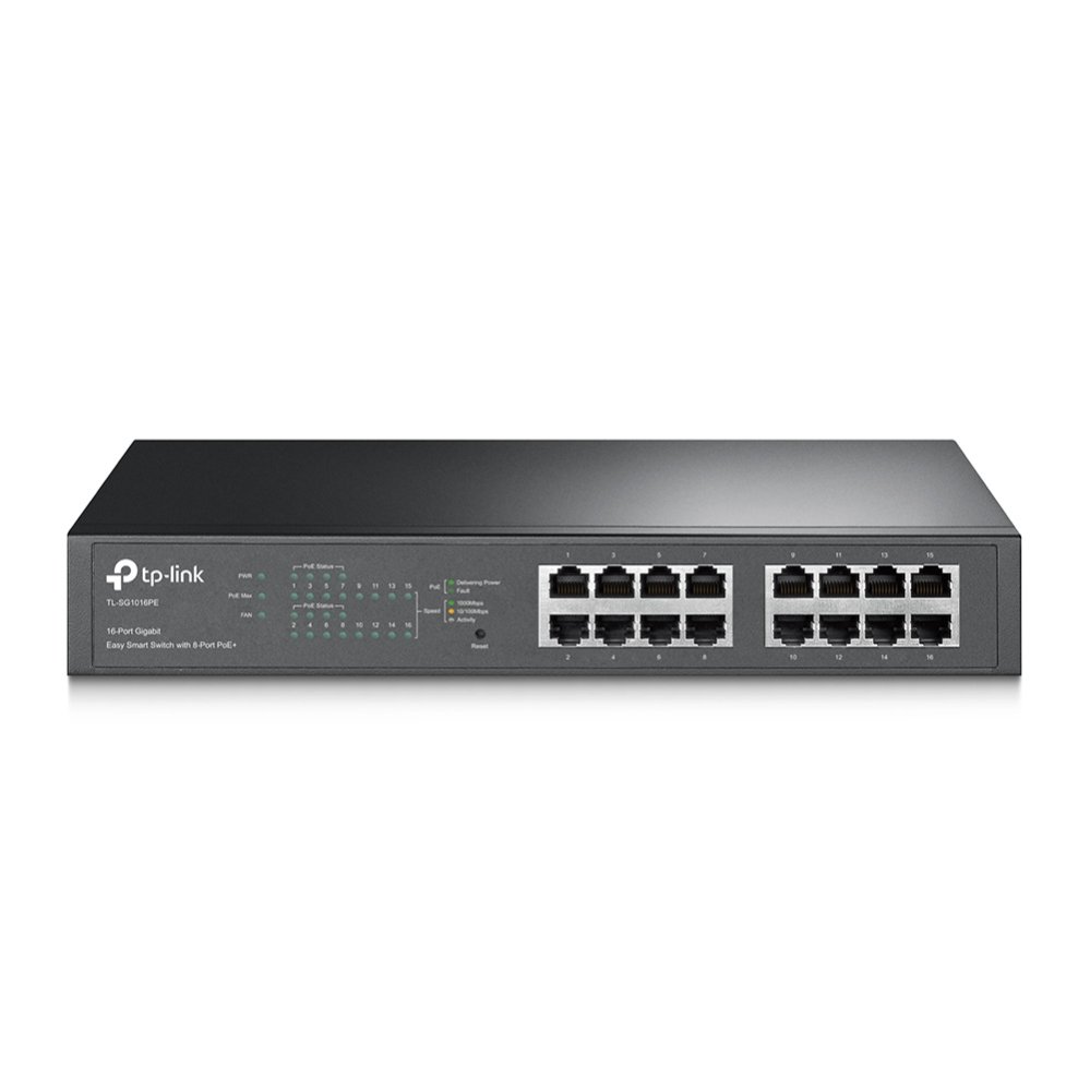 TP-Link TL-SG1016PE network switch Managed L2 Gigabit Ethernet (10/100/1000) Power over (PoE) Black TLSG1016PE