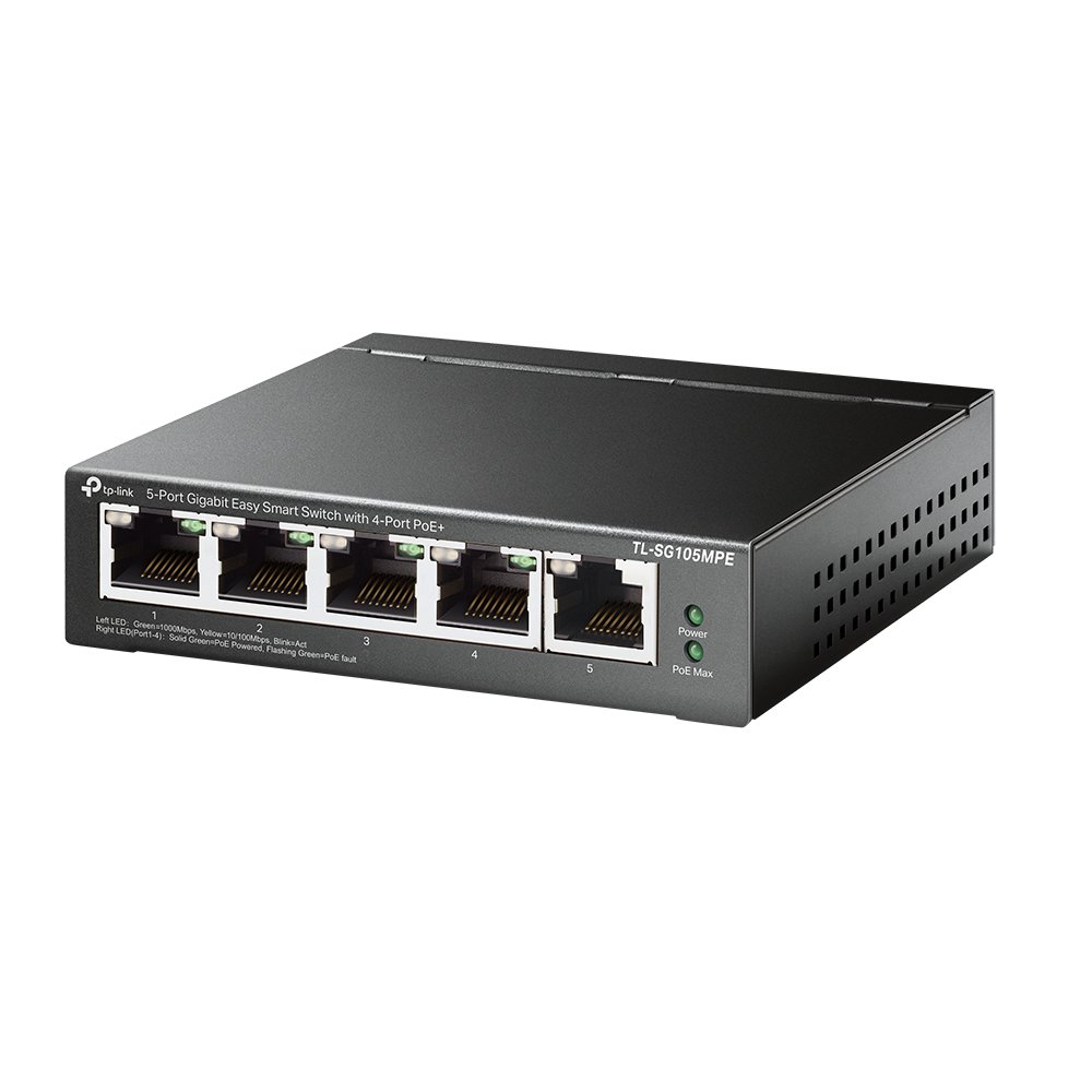 TP-Link 5-Port Gigabit Easy Smart Switch with 4-Port PoE+ TLSG105MPE