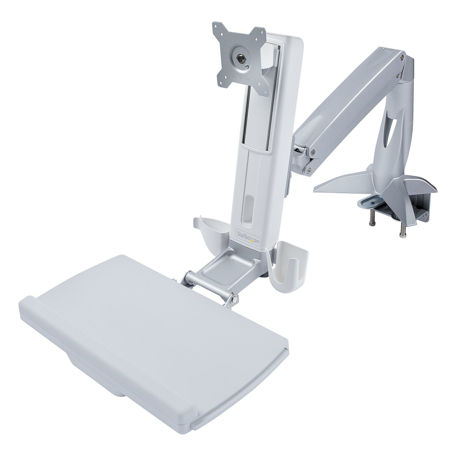 StarTech.com Sit-Stand Monitor Arm with Keyboard/Mouse Tray - Adjustable Desk Mount Workstation for SIT-STAND-ARM-1MS
