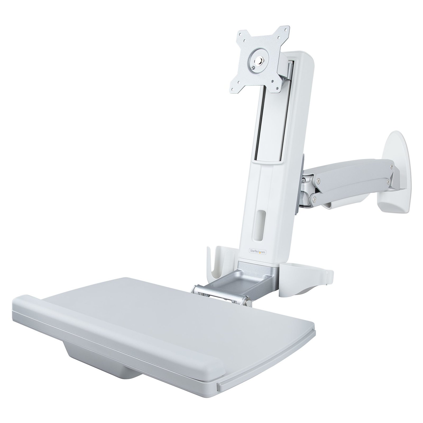 StarTech.com Wall Mount Workstation, Full Motion Sit Stand Desk w/ Height Adjustable VESA Monitor WALL-WORKSTATION-S