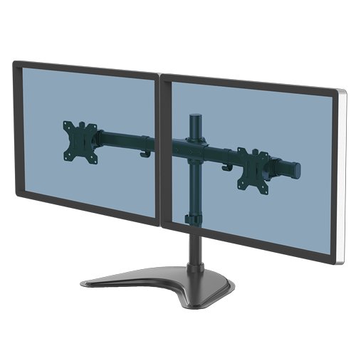 Fellowes Seasa Dual Monitor Arm - Freestanding Mount for 8KG 27 inch Screens - Ergonomic Adjustable