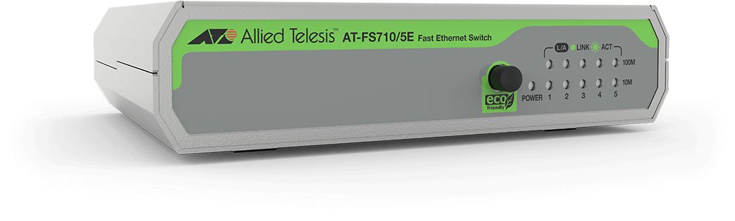 ALLIED TELESIS BOX FS710/5E Unmanaged Fast Ethernet (10/100) Green, Grey AT-FS710/5E-60