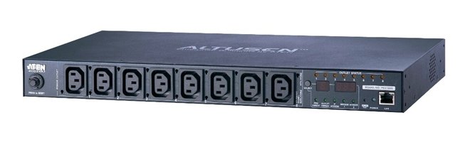 ATEN TECHNOLOGIES 1U 10A 8 Outlet Switched Bank Metered PDU + Free Eco Manager Software PE6108G