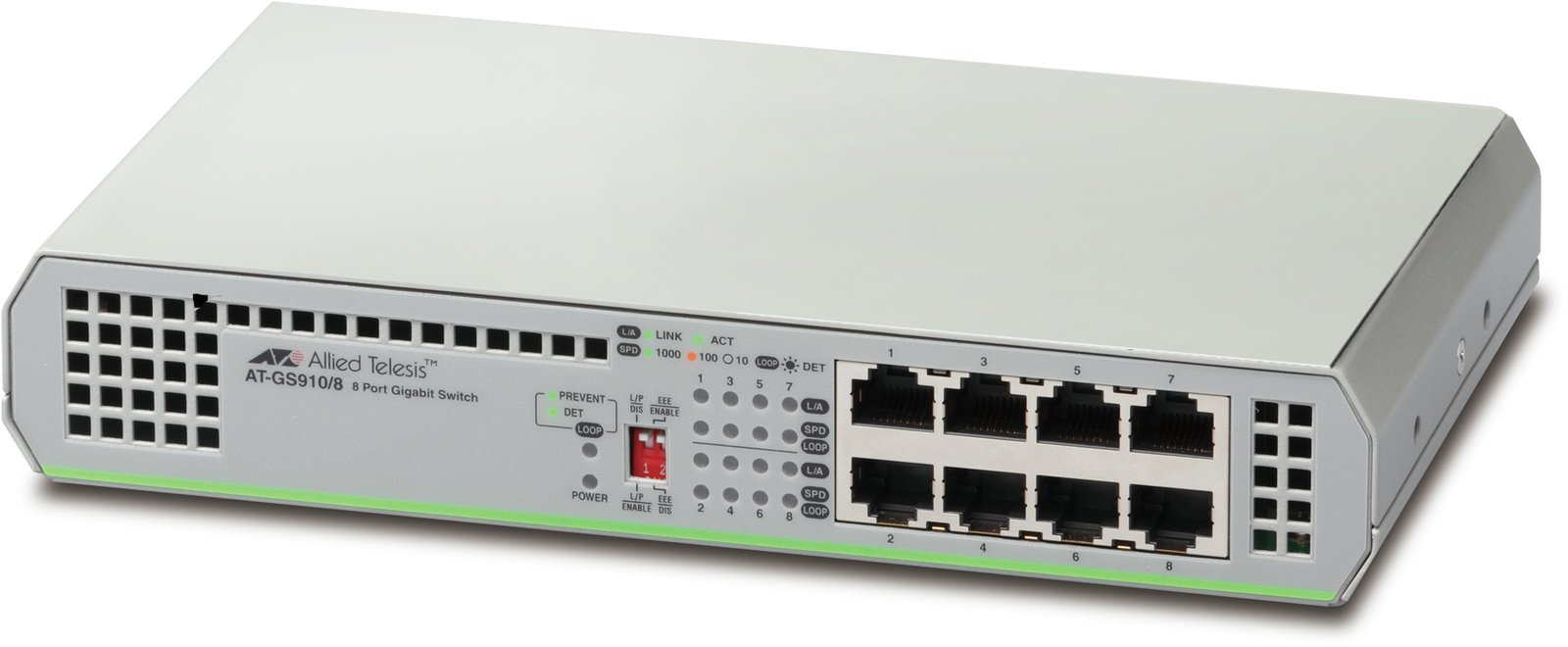 ALLIED TELESIS BOX GS910/8 Unmanaged Gigabit Ethernet (10/100/1000) Grey AT-GS910/8-10