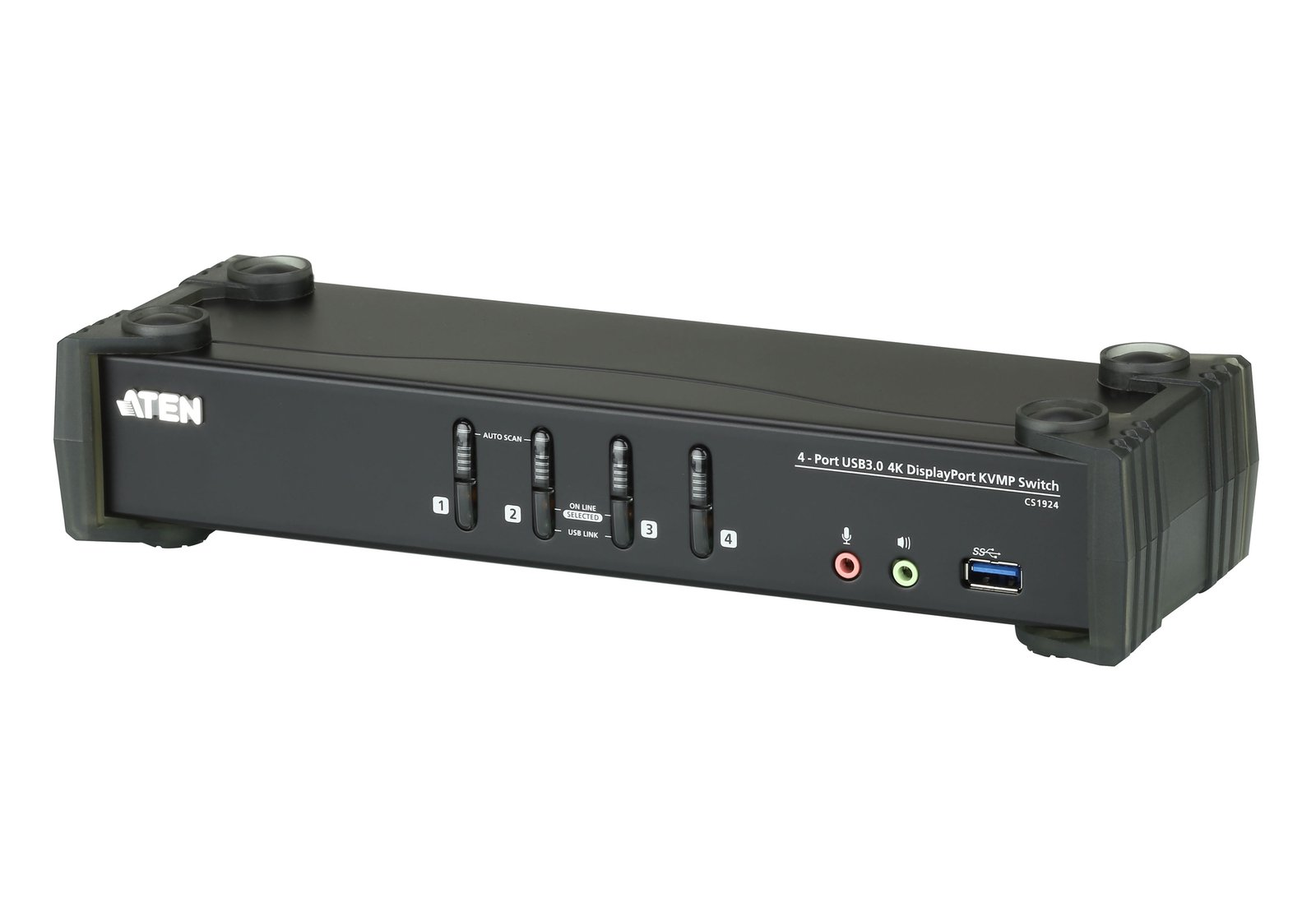 ATEN TECHNOLOGIES 4-Port USB 3.1 Gen 1 4K DisplayPort 1.2 KVMP™ Switch with Audio (KVM cables CS1924