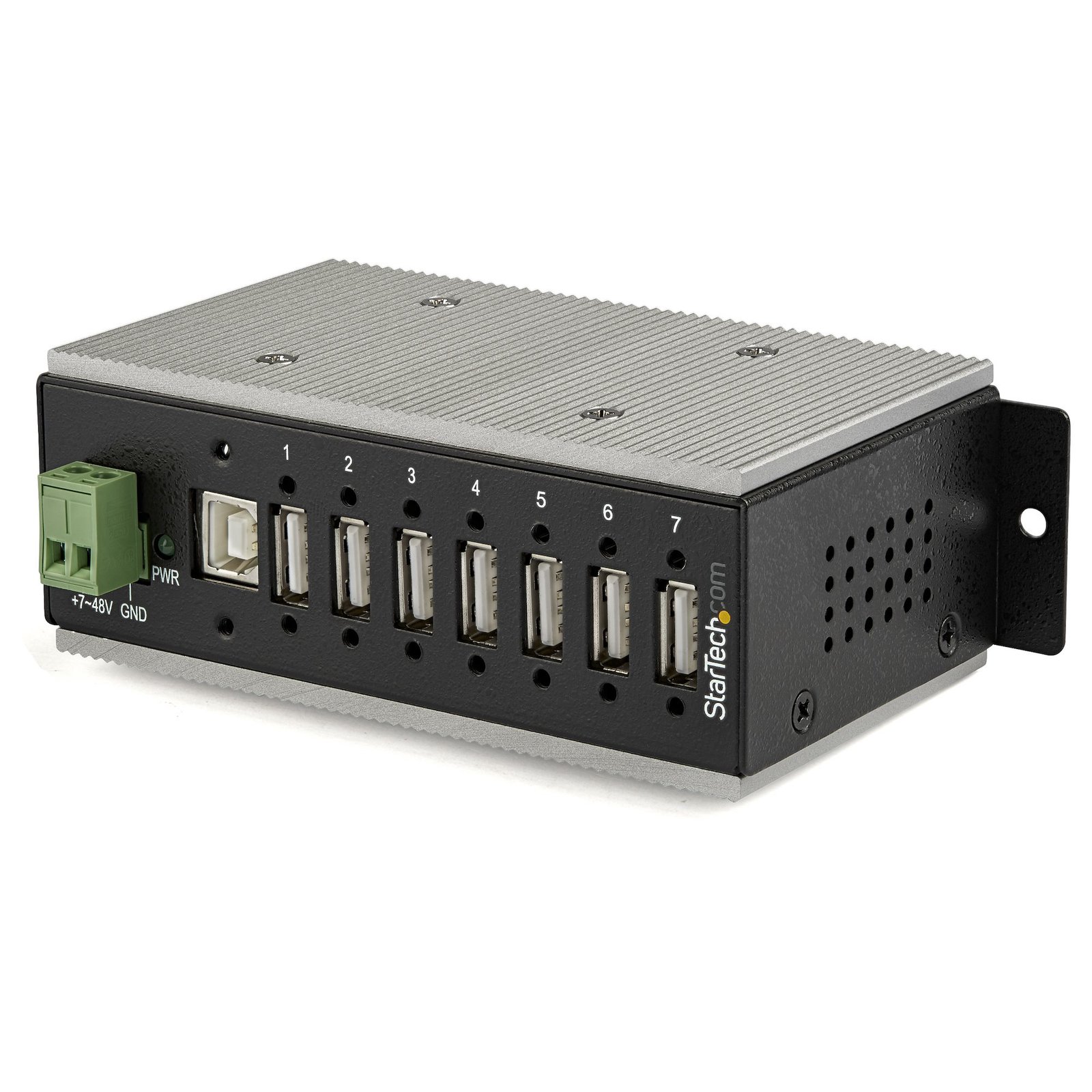 StarTech.com 7-Port USB 2.0 Hub - Metal Industrial USB-A with ESD  350W Surge Protection - HB20A7AME
