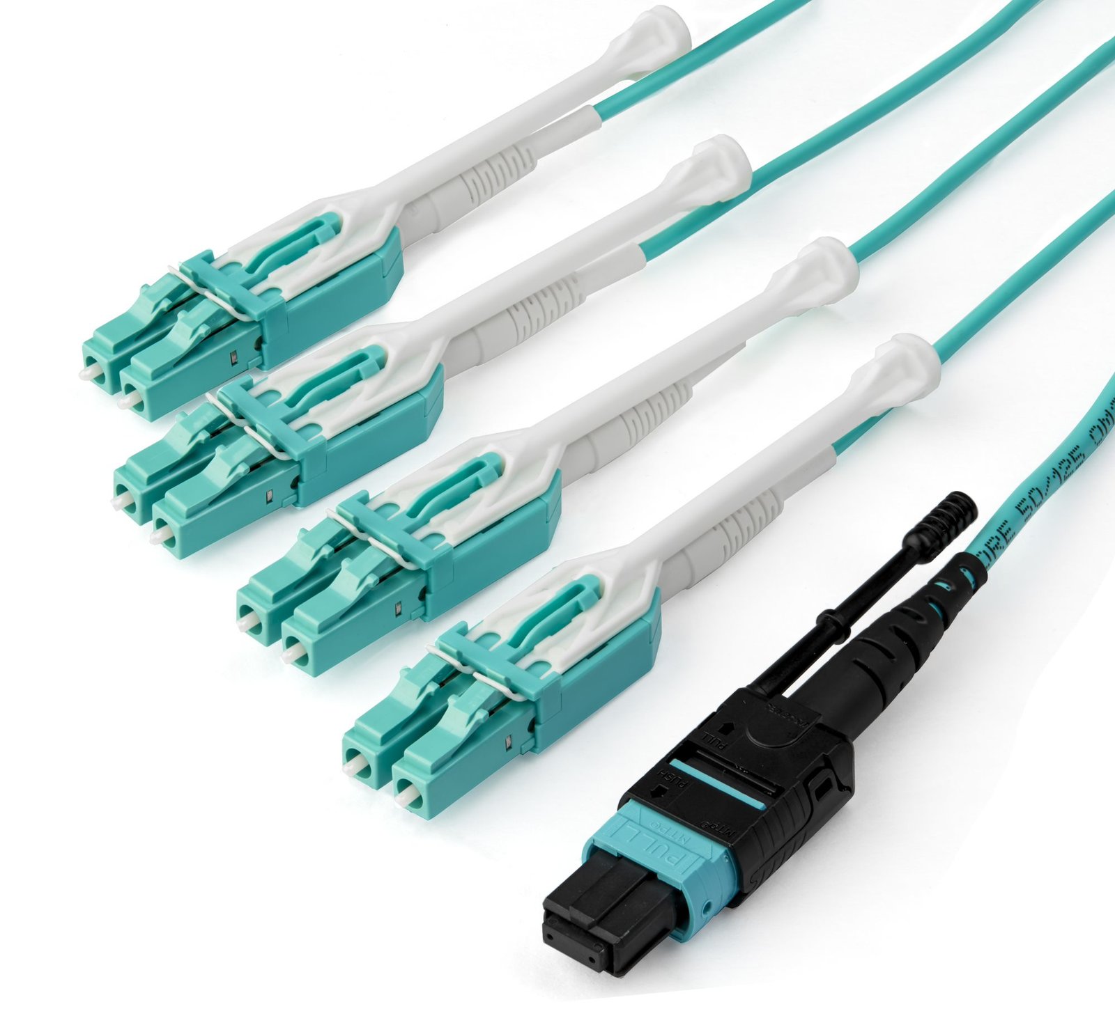 StarTech.com 1m (3ft) MTP(F)/PC to 4x LC/PC Duplex Breakout OM3 Multimode Fiber Optic Cable, OFNP MPO8LCPL1M