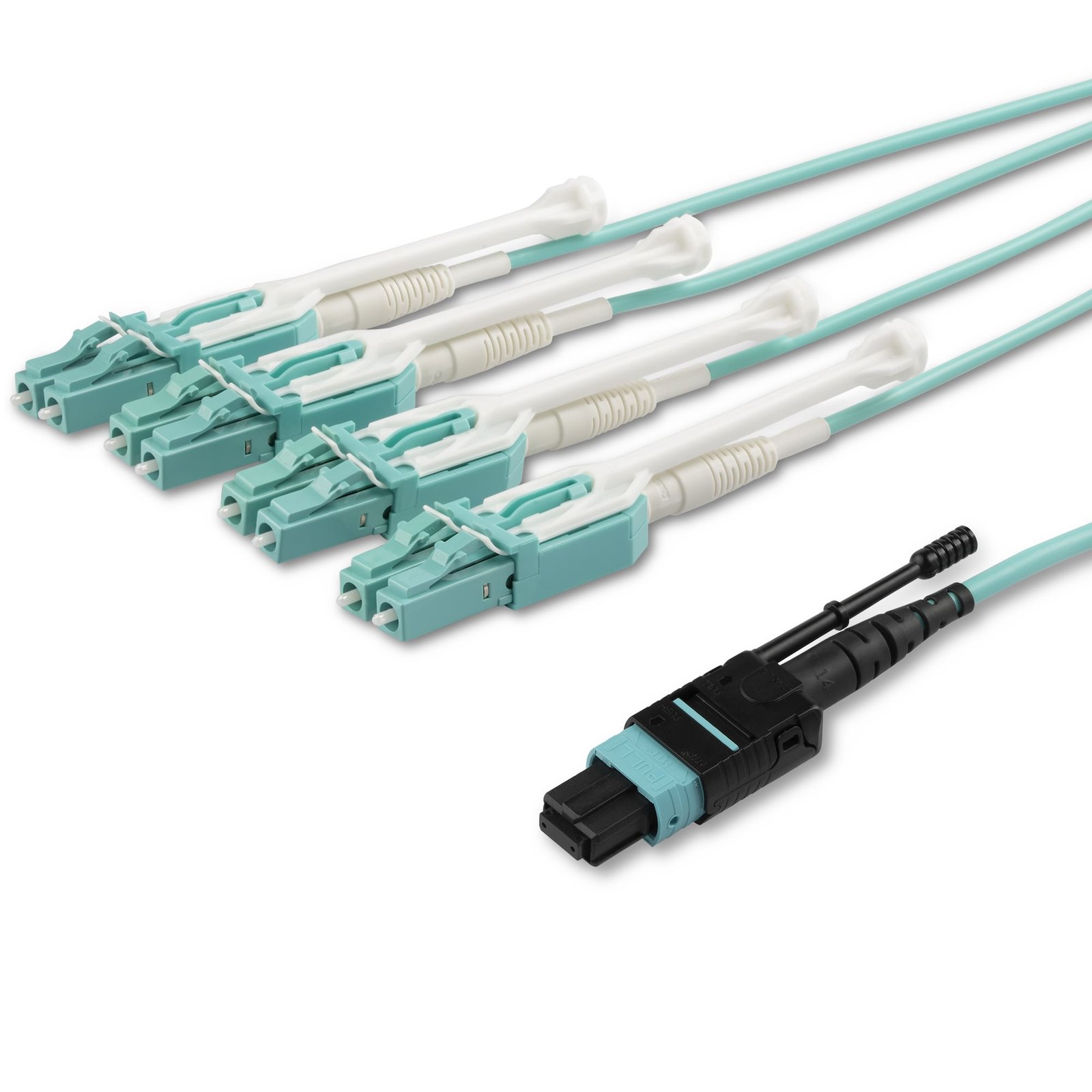 StarTech.com 5m (16.4ft) MTP(F)/PC to 4x LC/PC Duplex Breakout OM3 Multimode Fiber Optic Cable, MPO8LCPL5M
