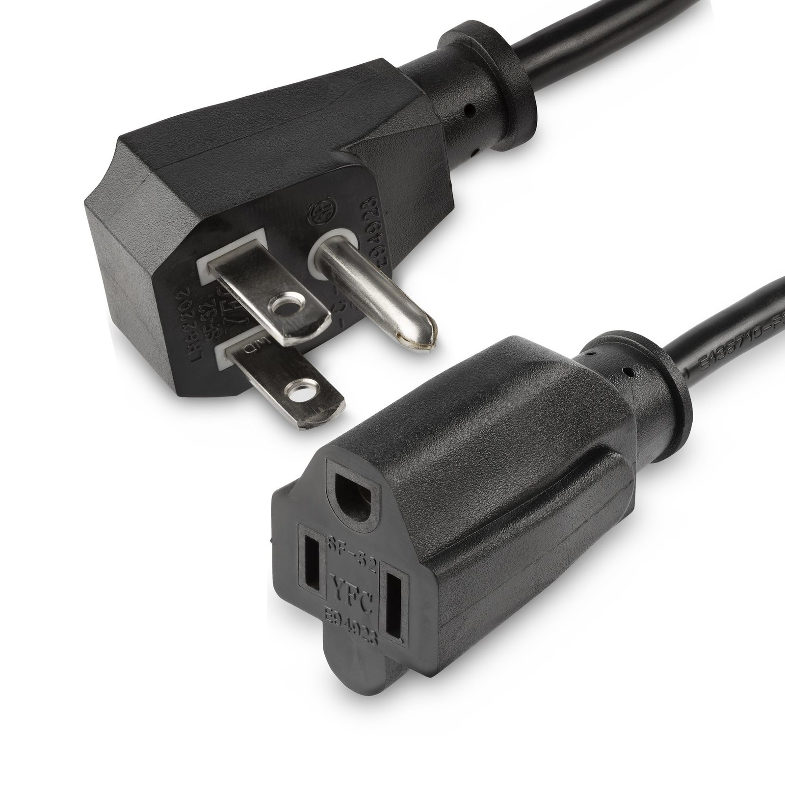 StarTech.com 1.5ft (45cm) Power Extension Cord, Flat NEMA 5-15P to 5-15R, 10A 125V, 18AWG, Black PACF10118IN