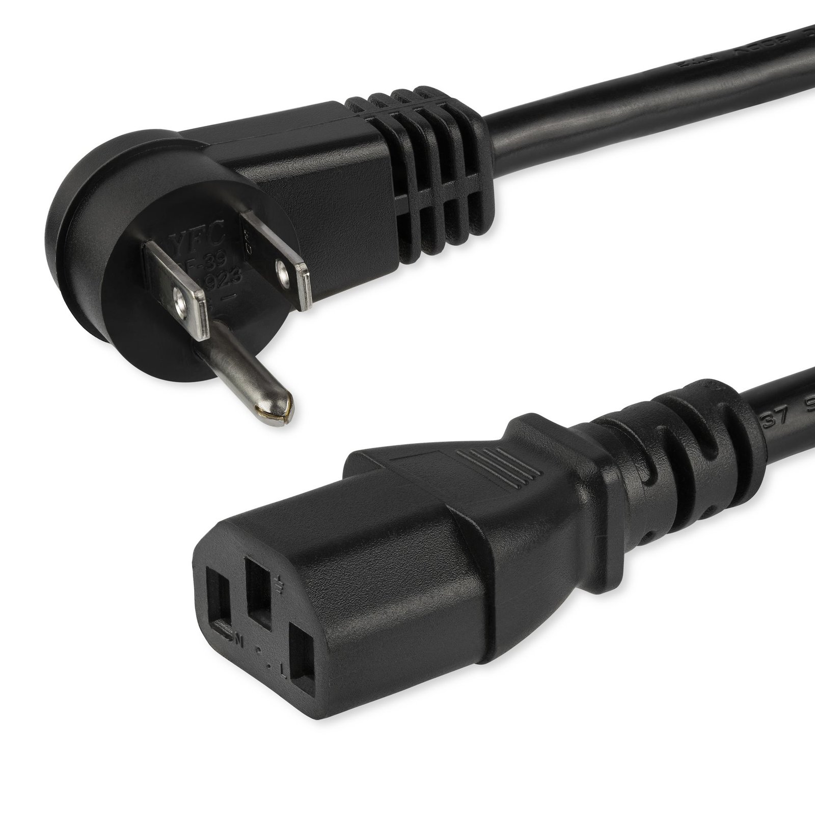 StarTech.com 10ft (3m) Computer Power Cord, Right Angle NEMA 5-15P to C13, 10A 125V, 18AWG, Black PXTR10110