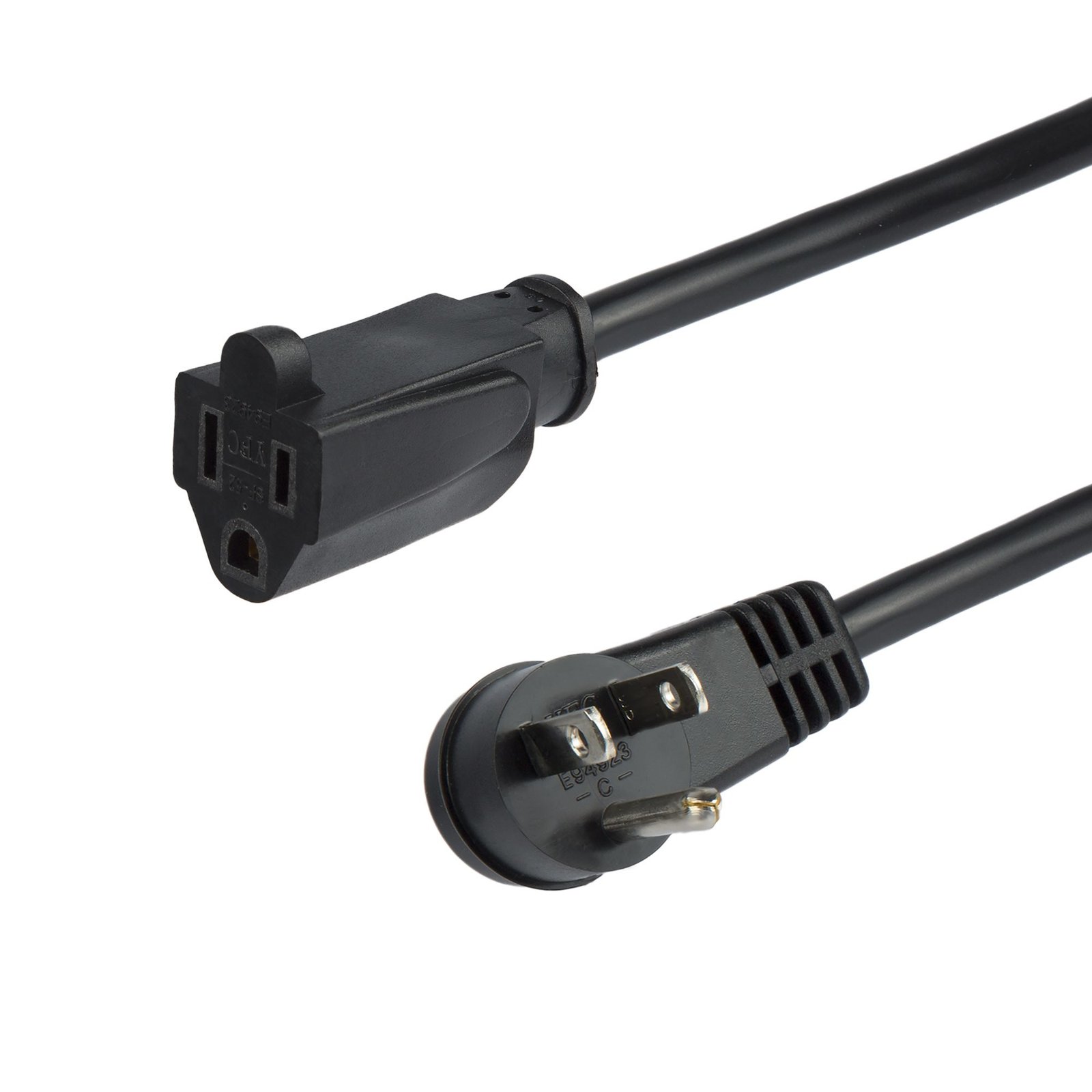 StarTech.com 3ft (1m) Power Extension Cord, Right Angle NEMA 5-15P to 5-15R, 13A 125V, 16AWG, Black PAC101R3