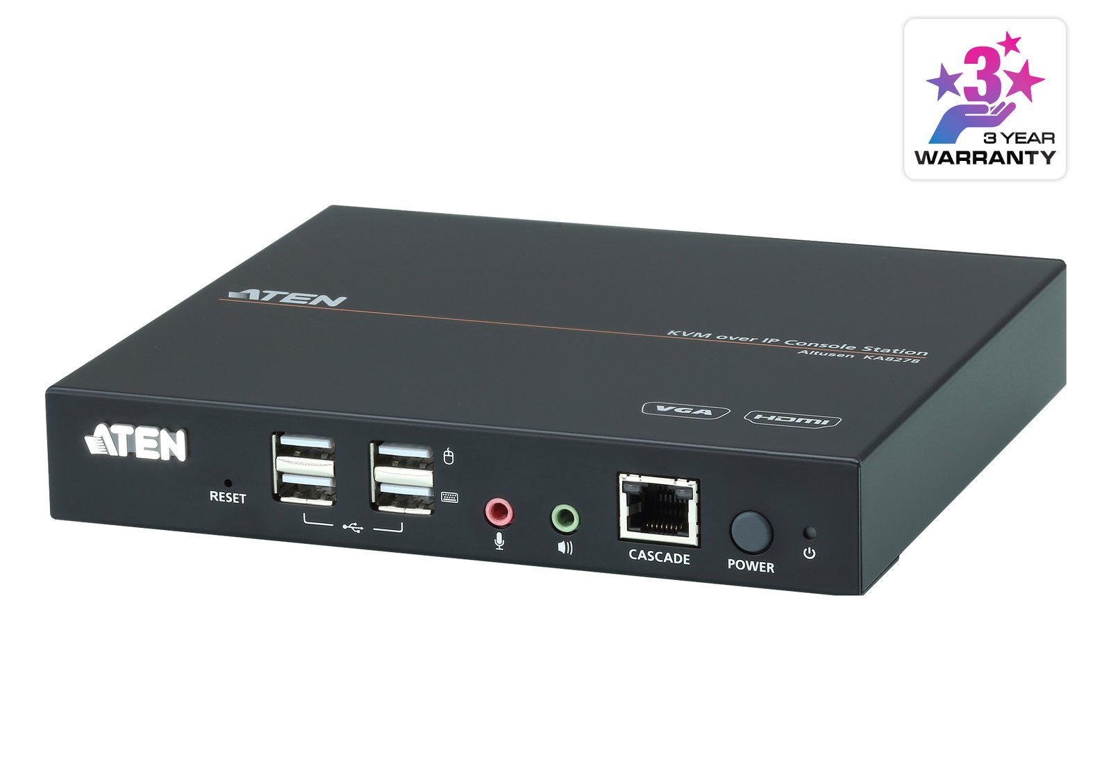 ATEN TECHNOLOGIES KA8278 KVM switch Rack mounting Black