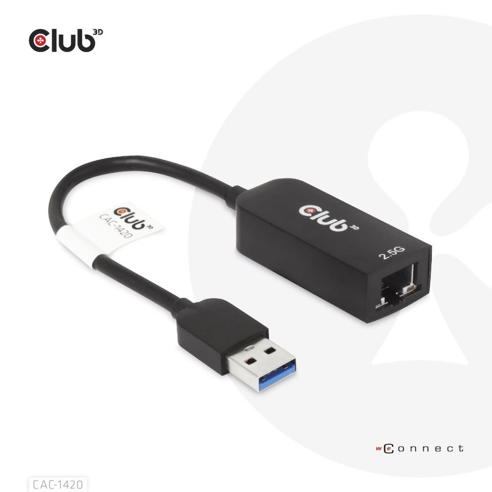 CLUB 3D CLUB3D USB 3.2 Gen1 Type A to RJ45 2.5Gbps Adapter CAC-1420