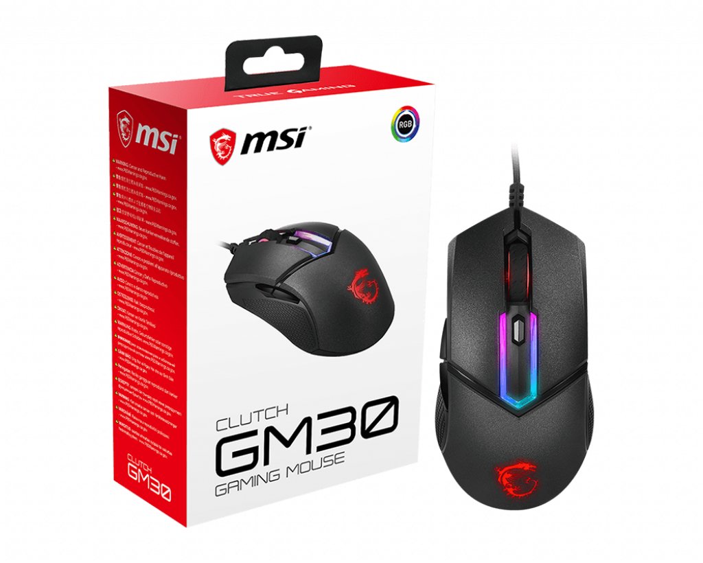MSI - COMPONENTS CLUTCH GM30 RGB Optical Gaming Mouse '6200 DPI Sensor, 6 Programmable button,