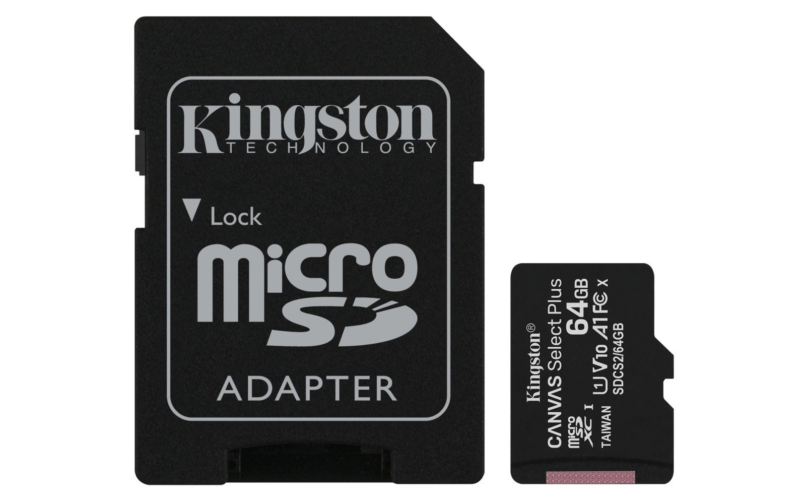 KINGSTON MOBILE Technology 64GB micSDXC Canvas Select Plus 100R A1 C10 Two Pack + Single ADP