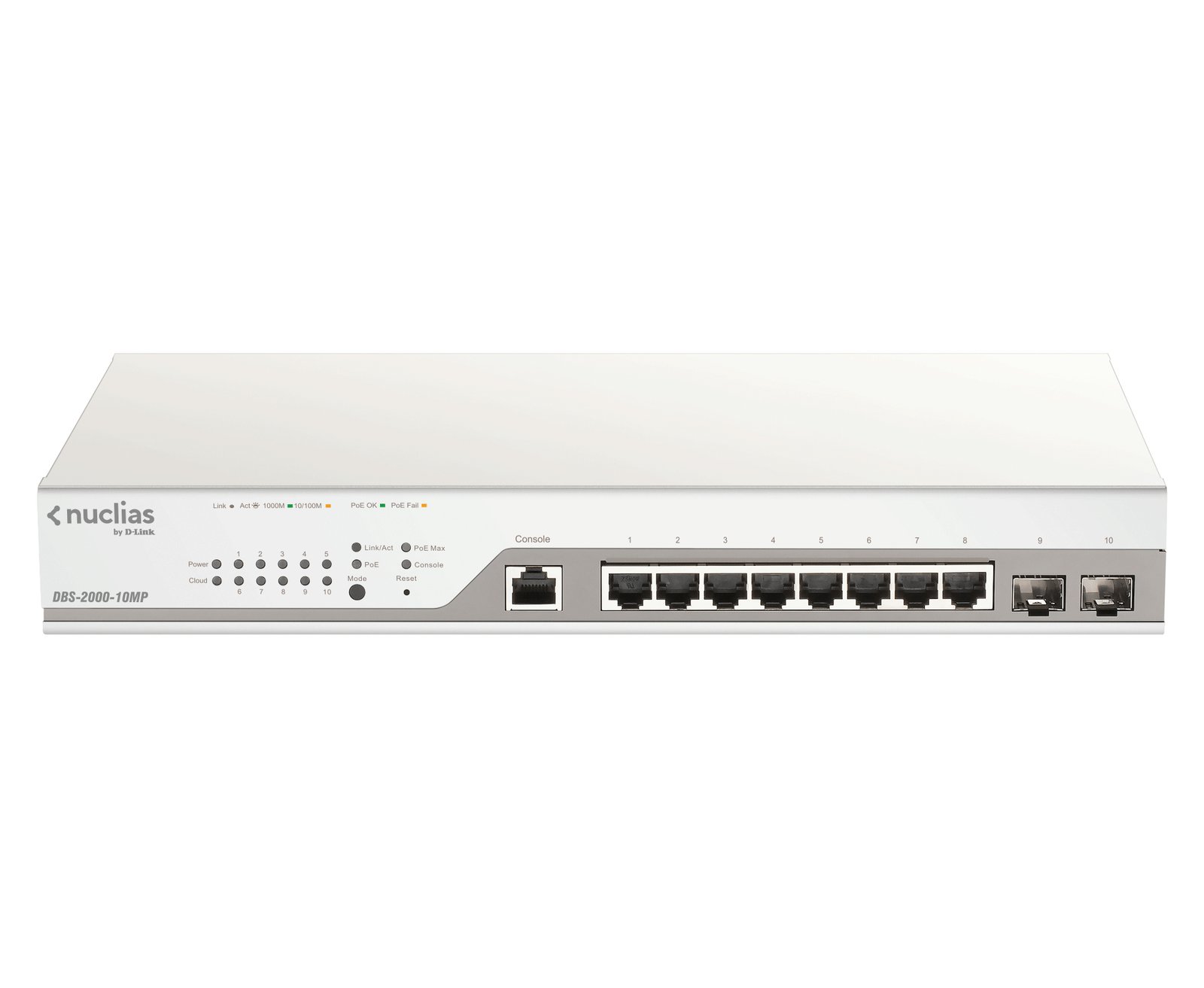 D-LINK CLOUD 10-Port Gigabit PoE+ Nuclias Smart Managed Switch including 2x SFP Ports DBS-2000-10MP