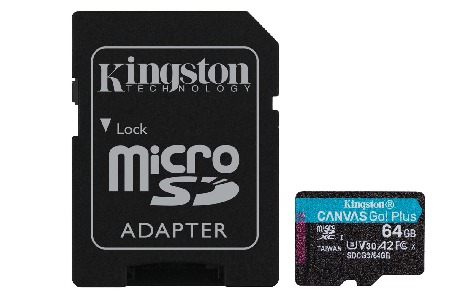 KINGSTON MOBILE Technology Canvas Go! Plus 64GB microSDXC 170R A2 U3 V30 Card + ADP SDCG3/64GB