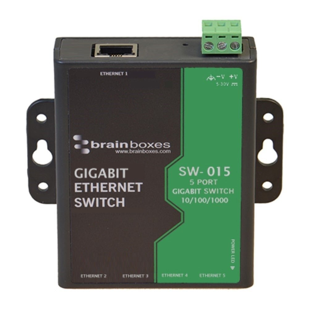 Brainboxes Light Industrial 5 Port Gigabit Ethernet Switch SW-015