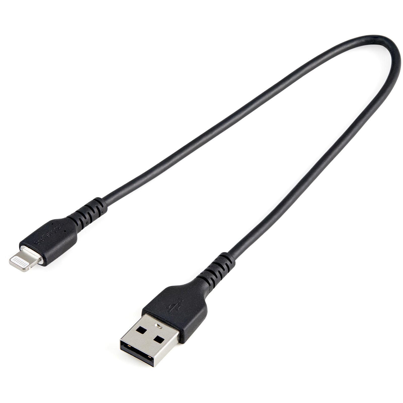 StarTech.com 12inch (30cm) Durable Black USB-A to Lightning Cable - Heavy Duty Rugged Aramid Fiber RUSBLTMM30CMB