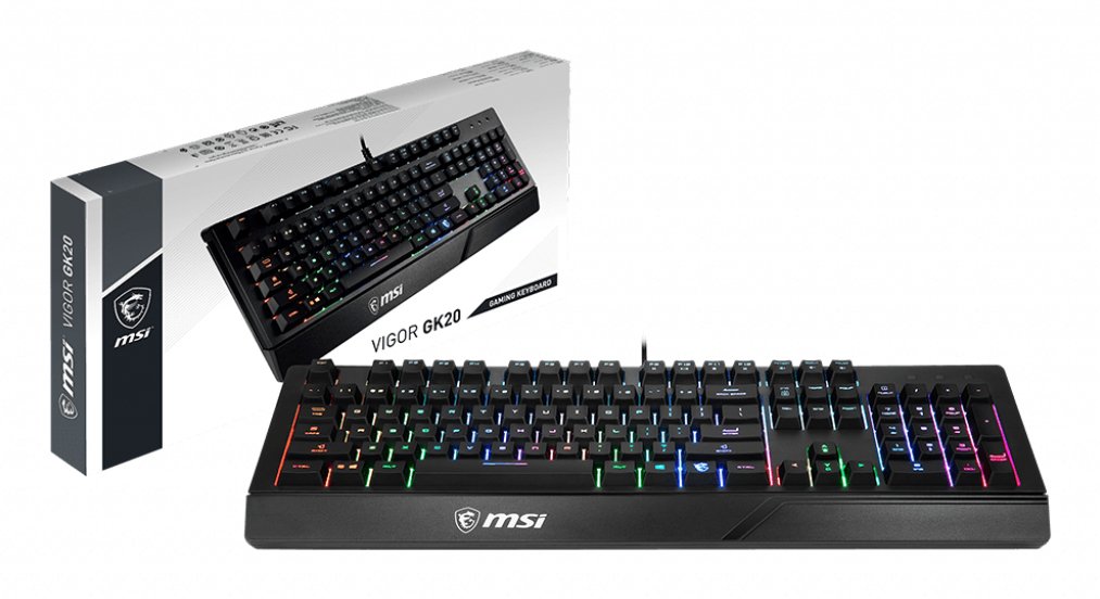 MSI - COMPONENTS VIGOR GK20 RGB Gaming Keyboard ' UK Layout, Membrane switches, Rainbow Lighting